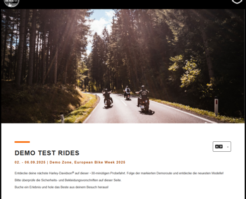 Motorcyclist test riding a Harley Davidson