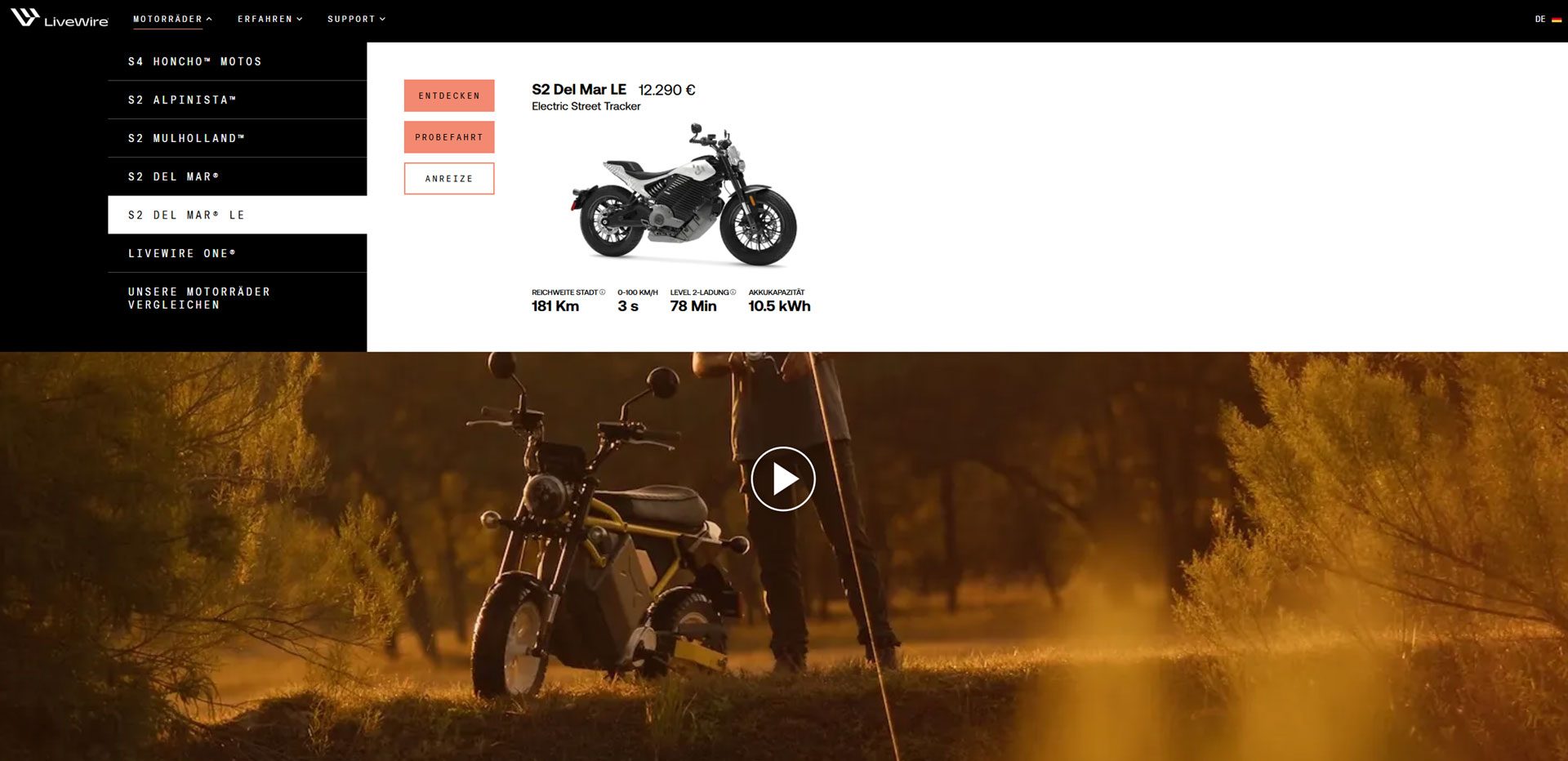 livewire modellauswahl probefahrt