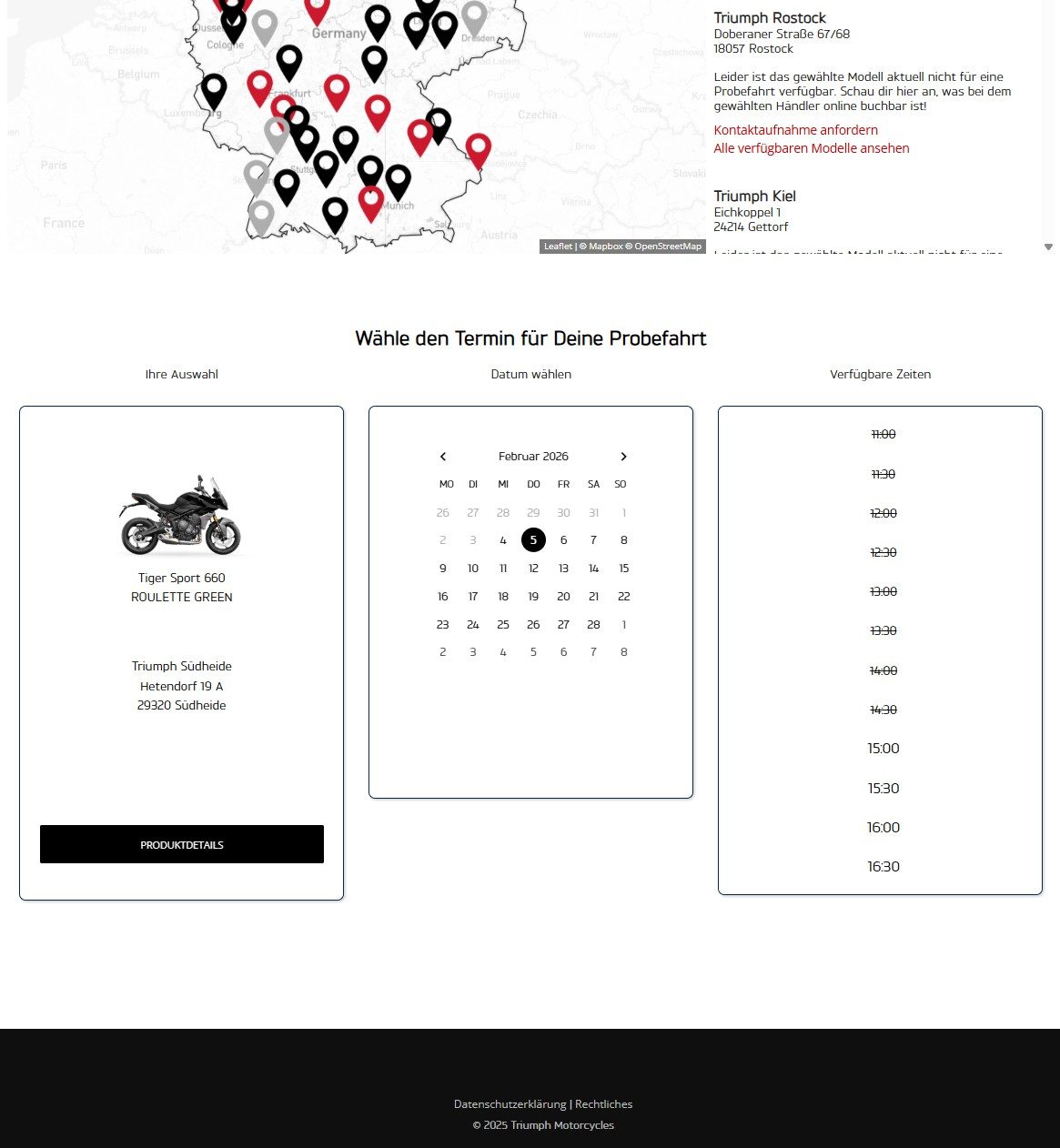 Book a Triumph motorcycle test ride